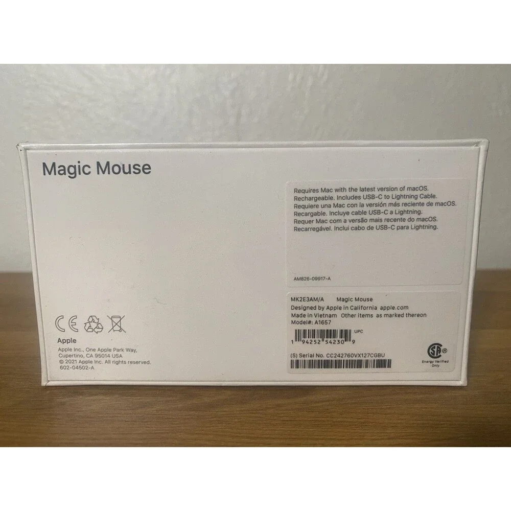 New/Sealed Apple Magic Mouse 2 A1657 Wireless Bluetooth USB-C - White